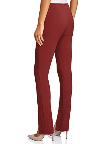 oodji Ultra Mujer Pantalones Ajustados de Tiro Alto, Rojo, ES 44 / XL