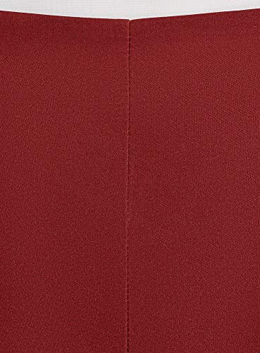oodji Ultra Mujer Pantalones Ajustados de Tiro Alto, Rojo, ES 44 / XL