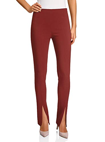 oodji Ultra Mujer Pantalones Ajustados de Tiro Alto, Rojo, ES 44 / XL