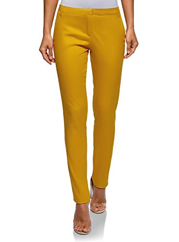 oodji Ultra Mujer Pantalones Básicos de Verano, Amarillo, ES 36 / XS