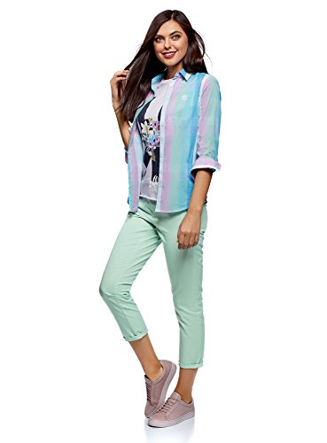 oodji Ultra Mujer Pantalones Chinos con Cinturón, Verde, 6