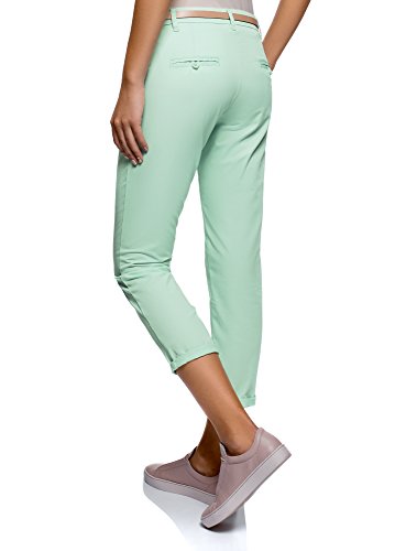 oodji Ultra Mujer Pantalones Chinos con Cinturón, Verde, 6