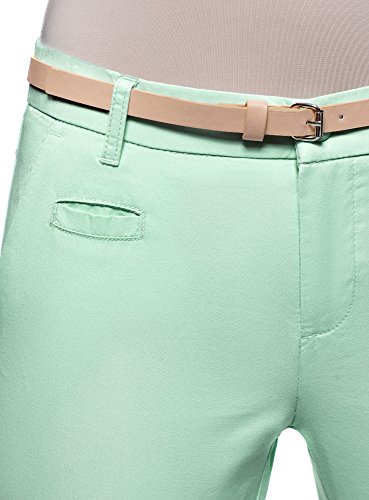 oodji Ultra Mujer Pantalones Chinos con Cinturón, Verde, 6