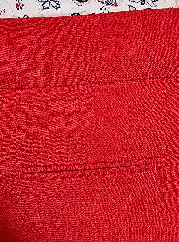 oodji Ultra Mujer Pantalones Clásicos con Pinzas, Rojo, ES 36 / XS