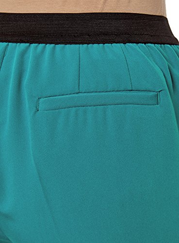 oodji Ultra Mujer Pantalones Clásicos con Pinzas, Turquesa, ES 40 / M