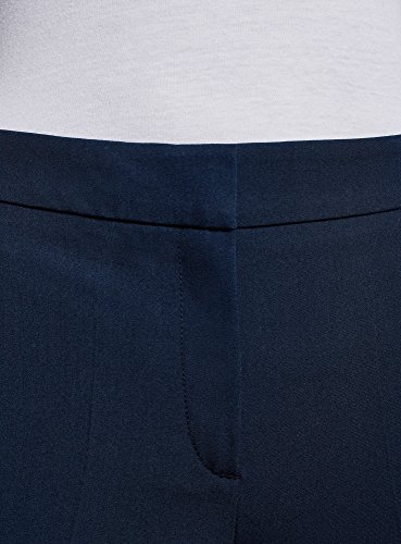 oodji Ultra Mujer Pantalones con Elástico en la Cintura y Bolsillos Decorativos, Azul, ES 34 / XXS