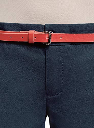 oodji Ultra Mujer Pantalones Cortos de Algodón con Cinturón, Azul, XXS