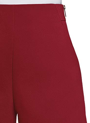 oodji Ultra Mujer Pantalones Cortos de Forma de Trapecio con Cremallera en el Lateral, Rojo, XXS