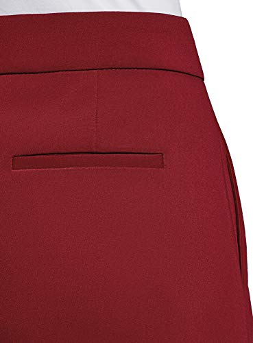 oodji Ultra Mujer Pantalones Cortos de Forma de Trapecio con Cremallera en el Lateral, Rojo, XXS