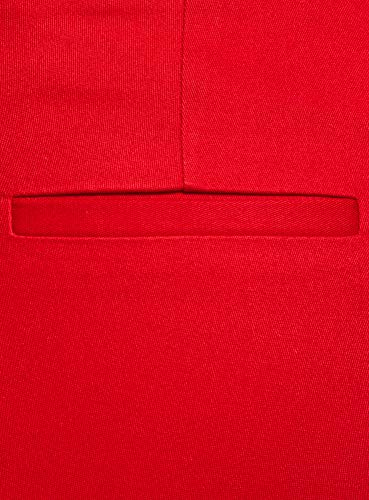 oodji Ultra Mujer Pantalones de Algodón con Dobladillos, Rojo, ES 34 / XXS