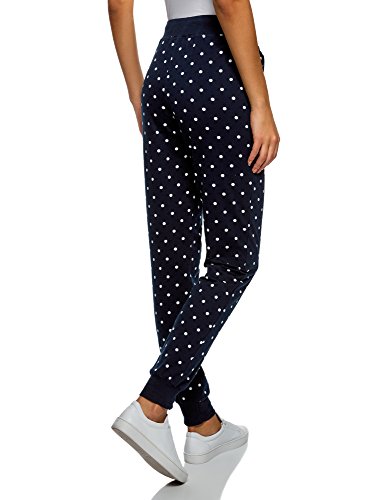 oodji Ultra Mujer Pantalones de Punto con Cordones, Azul, ES 34 / XXS