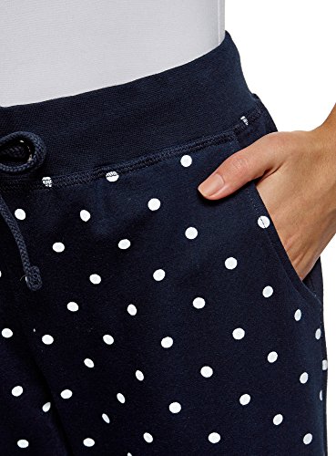 oodji Ultra Mujer Pantalones de Punto con Cordones, Azul, ES 34 / XXS