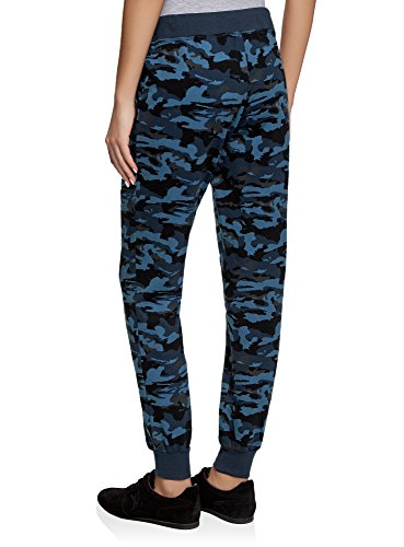 oodji Ultra Mujer Pantalones de Punto con Cordones, Azul, XS