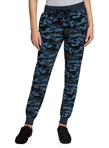 oodji Ultra Mujer Pantalones de Punto con Cordones, Azul, XS