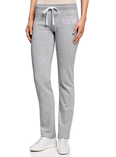 oodji Ultra Mujer Pantalones de Punto con Cordones, Gris, ES 40 / M