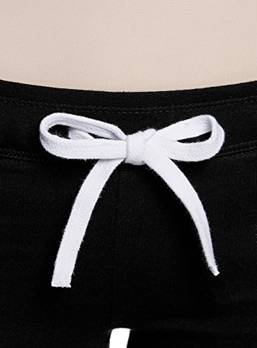 oodji Ultra Mujer Pantalones de Punto con Cordones, Negro, ES 36 / XS