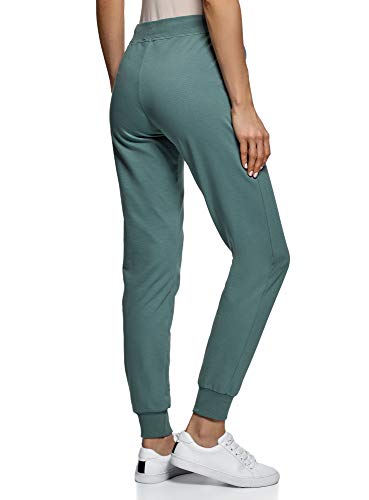 oodji Ultra Mujer Pantalones de Punto con Cordones, Verde, L