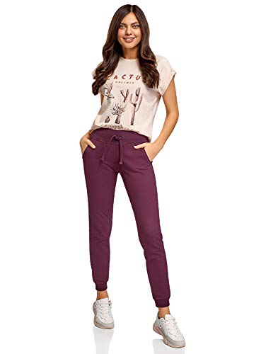 oodji Ultra Mujer Pantalones de Punto Deportivos, Morado, XXS