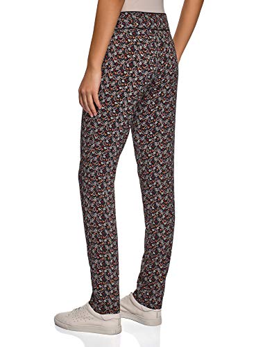 oodji Ultra Mujer Pantalones de Verano de Viscosa, Negro, 40
