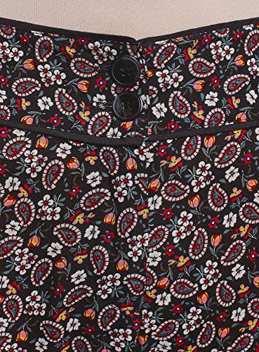 oodji Ultra Mujer Pantalones de Verano de Viscosa, Negro, 40