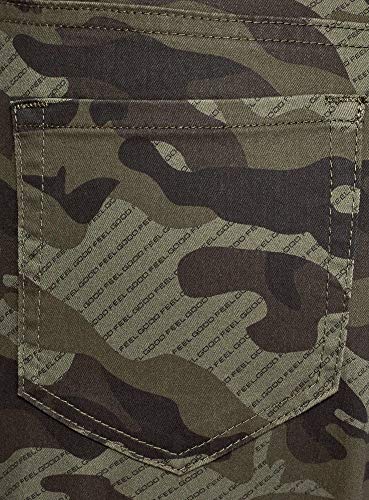 oodji Ultra Mujer Vaqueros de Camuflaje Estilo Mom-Fit, Verde, 25W / 32L