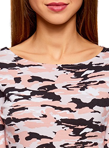 oodji Ultra Mujer Vestido de Silueta Ajustada con Escote Barco, Rosa, ES 36 / XS