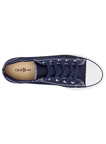 oodji Ultra Mujer Zapatillas de Tela con Puntas de Goma, Azul, 38 EU / 5 UK