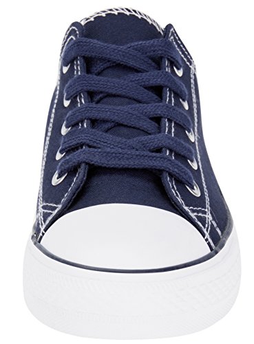 oodji Ultra Mujer Zapatillas de Tela con Puntas de Goma, Azul, 38 EU / 5 UK