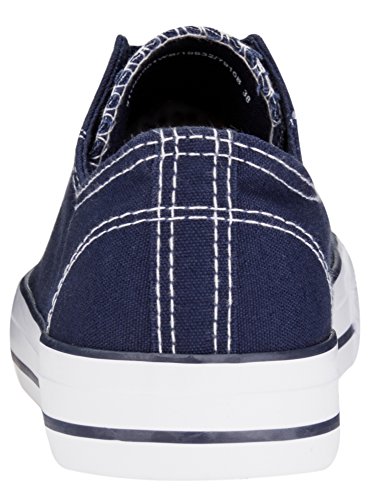 oodji Ultra Mujer Zapatillas de Tela con Puntas de Goma, Azul, 38 EU / 5 UK