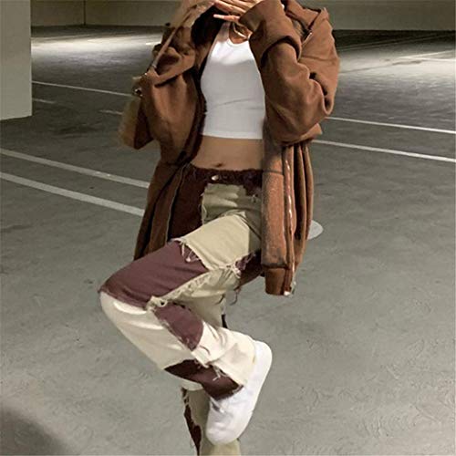 ORANDESIGNE Chaqueta con Capucha para Mujer Hoodies Hip Hop Estilo Boyfriend Tops Jacket Básica Chaqueta de Transición Marrón M