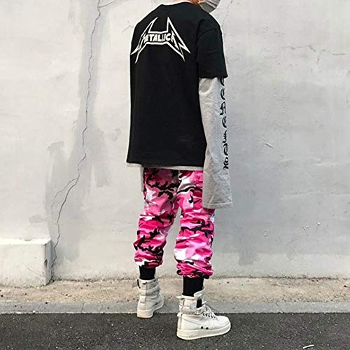 ORANDESIGNE Pantalones de Mujer Camo Cargo Pantalones de Camuflaje Casual al Aire Libre Jeans Rosa EU Small