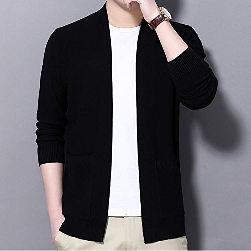 Otoño Invierno Nuevo Cárdigan para Hombre Casual Cálido Tejido De Punto Suéter para Hombre Moda Color Sólido Abrigo De Cuello Alto 4XL 02