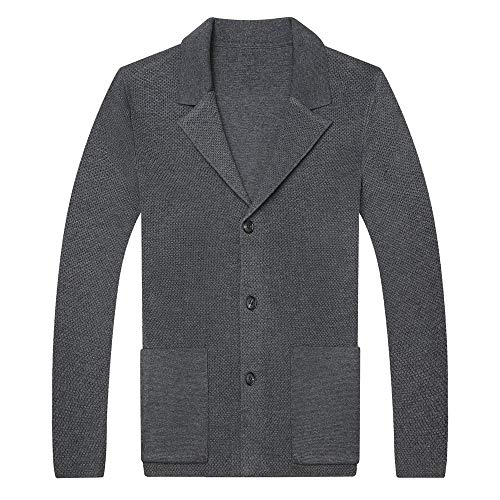 Otoño Nueva Chaqueta De Punto para Hombre, Chaqueta Informal De Negocios De Un Solo Pecho, Cárdigan, Chaqueta De Marca Masculina, Ropa XXL Darkgray