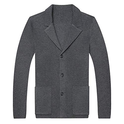 Otoño Nueva Chaqueta De Punto para Hombre, Chaqueta Informal De Negocios De Un Solo Pecho, Chaqueta De Punto, Chaqueta De Marca Masculina, Ropa M Darkgray