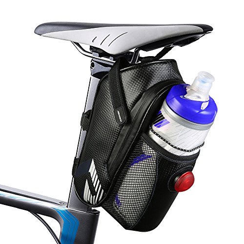otumixx Bolsa para Sillín de Bicicleta Impermeable Bolsa de Ciclismo con Luz Trasera, Material Especial Reflectante para Bolsa Bicicleta Montaña, Bicicletas y Bicicletas de Carreras, Negro