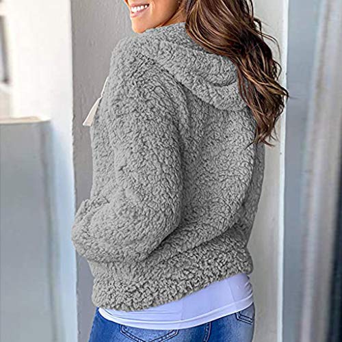 Overdose 2019 Nuevas Mujeres Chaqueta OtoñO Manga Larga Gruesa Sudadera con Cremallera Abierta Abrigo De Punto Capa Chaqueta De Invierno Abrigos Mujer Invierno Rebajas (Large, Gris)