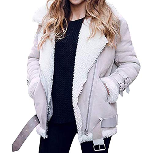 Overdose Abrigos De Invierno De Las Mujeres Chaquetas De Gran TamañO Artificial De Lana Abrigo De Solapa Gruesa Solapa Biker Motor Aviador Chaqueta De Ocio Ropa De Abrigo