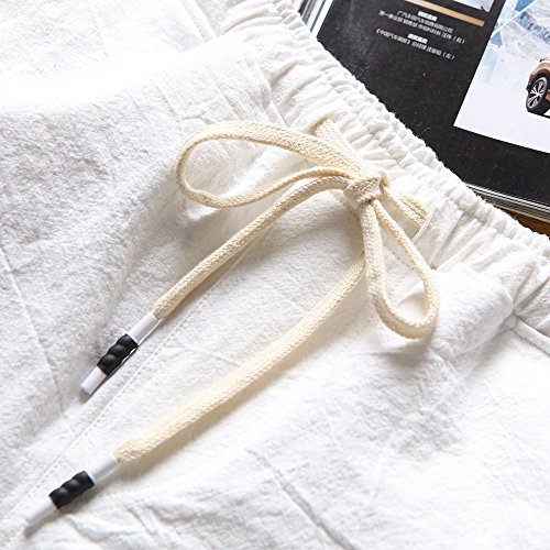 OverDose hombre Casual Shorts Cortos Pantalones Tallas Grandes Bermudas De Lino Pantalones Cortos de algodón para Hombre Cintura elástica Pantalones Cortos Baratas