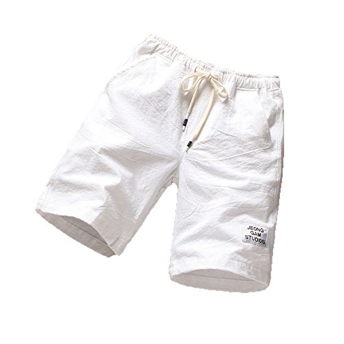 OverDose hombre Casual Shorts Cortos Pantalones Tallas Grandes Bermudas De Lino Pantalones Cortos de algodón para Hombre Cintura elástica Pantalones Cortos Baratas