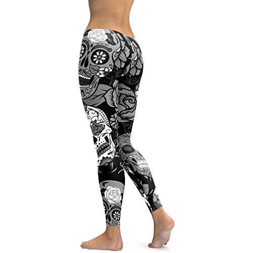 OverDose leggings mujer yoga deportivos fitness pantalones largos (XXL, Negro)