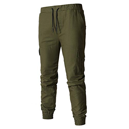 Overdose Pantalones Hombre Pantalón Deportivo De Color Puré con Vendaje Casual Pantalones Sueltos con Cordón Pantalon Baggy Hombre Original