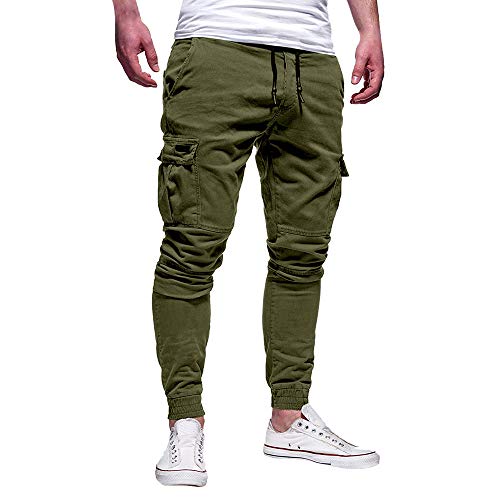 Overdose Pantalones Hombre Pantalón Deportivo De Color Puré con Vendaje Casual Pantalones Sueltos con Cordón Pantalon Baggy Hombre Original