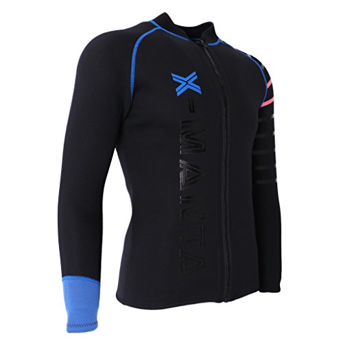 P Prettyia Chaqueta de Buceo de Neopreno para Hombre, 3 mm, Snorkel con Cremallera Frontal, Traje de Surf - Negro, XL