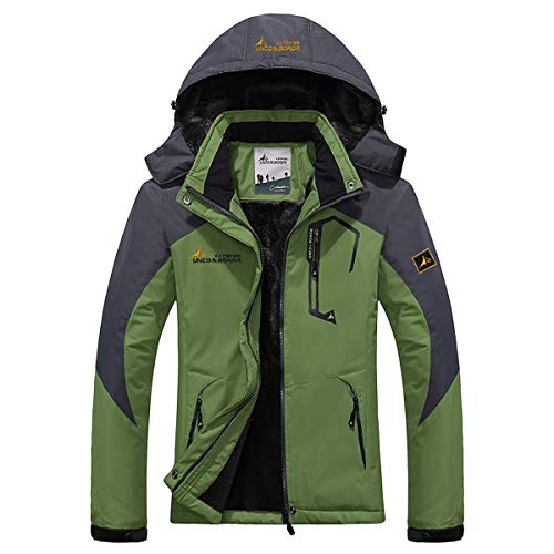 Panegy - Chaqueta impermeable con Capucha para Mujer Invierno de Lana Chaqueta de Nieve de Esquí Deportes Montaña a prueba a Viento - Verde - Talla M