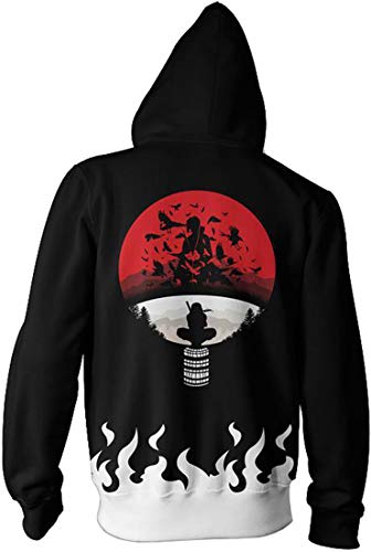 PANOZON Chaqueta Hombre Naruto Dibujos Animados Cómic Japonés Sudadera con Capucha (M, Sasuke-11)