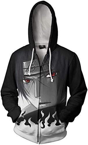 PANOZON Chaqueta Hombre Naruto Dibujos Animados Cómic Japonés Sudadera con Capucha (M, Sasuke-11)
