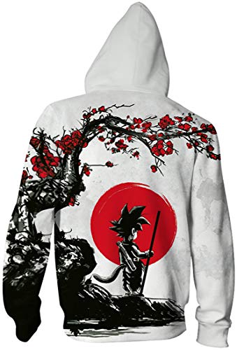 PANOZON Sudadera Hombre Impresión de Anime Goku Naruto Dragon Ball Chaqueta con Capucha Cremallera (L, 1 Goku)