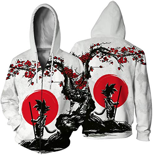 PANOZON Sudadera Hombre Impresión de Anime Goku Naruto Dragon Ball Chaqueta con Capucha Cremallera (L, 1 Goku)