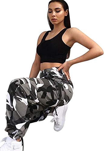 Pantalon Camuflaje Mujer Tallas Grandes Retro Boyfriend Pantalone Chandal Cargo Baggy Hip Hop Danza Harem Pants Leggins Deporte Cintura Alta Camo Trousers Pantalon Militar Colores Punk Rock Streetwear