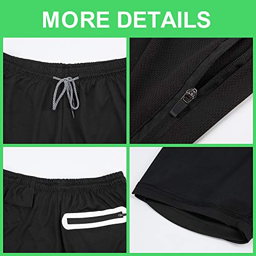 Pantalon Corto Hombre Deporte Verano Pantaloes Cortos con Bolsillos Shorts Deportivos para Running Baloncesto Bicicleta Entrenamiento Futbol Gimnasio Tenis Calzonas Crossfit Mallas Cortas (Negro, M)